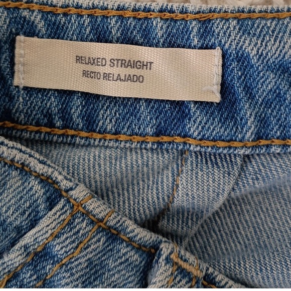 Universal Thread Relaxed Baggy 100% Cotton Straight Jeans 26 27 Light Distressed - Picture 5 of 16